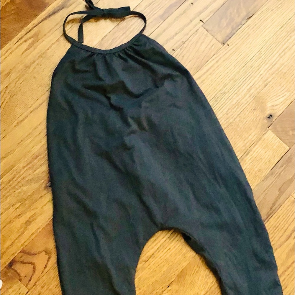 9 Months Black Halter Romper Onesie with Pockets